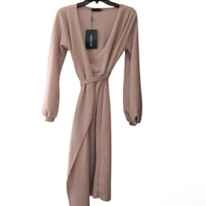 PrettyLittleThing Dusty Pink Long Sleeve Dress